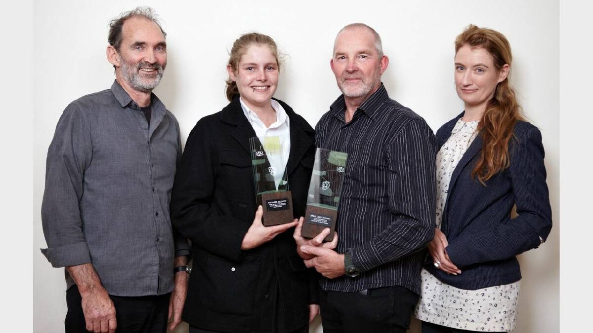 PROUD MOMENT: The winners of two social enterprise awards: John Weate, Rachel Quillan and Sarah Chisholm from Great Lakes Community Resources and Great Lakes Council’s John Cavanagh (third from left).