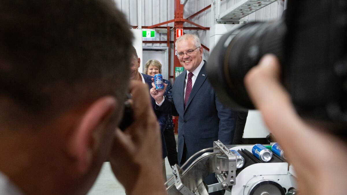Prime Minister Scott Morrison visiting the seat of Gilmore on day one of the election. Picture: James Croucher