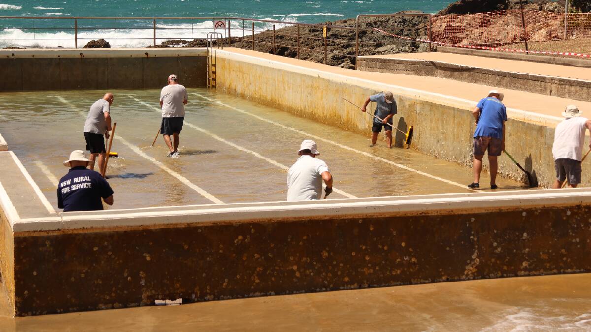 Dad's Army keep the pools clean and free of any material likely to harm swimmers. Photo Rick Kernick.