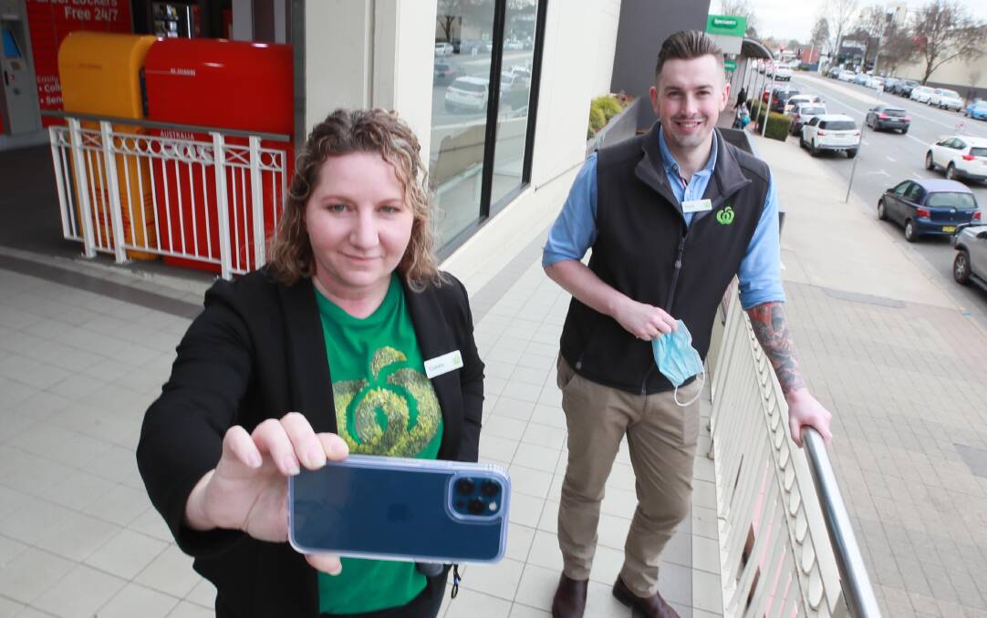 Wagga Woolies' assistant manager and manager Colette Goldspink and David Butt were blown away by the reaction to their video. Picture: Les Smith