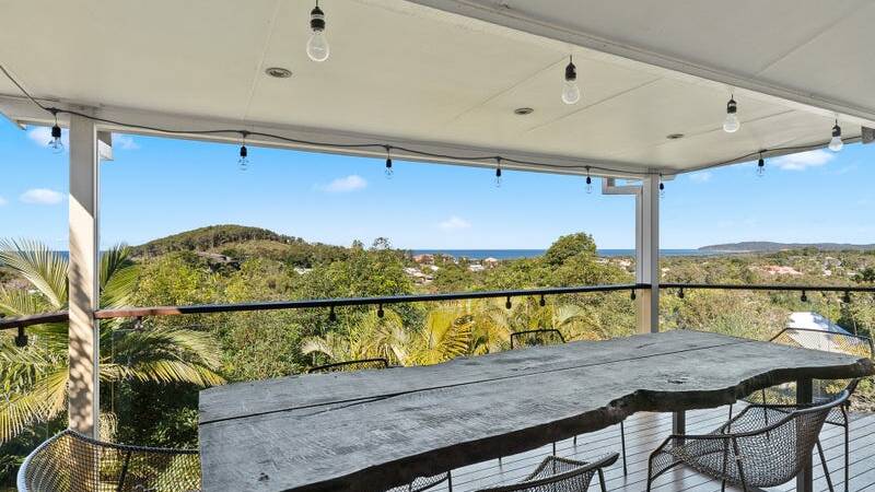Elyse Knowles and Josh Barker's new Byron Bay digs has two decks with extensive views. Picture: Supplied 