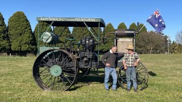 John Edgar, collector/restorer of the McDonald Imperial Oil Tractor, with Stuart Landry. Photos: supplied 