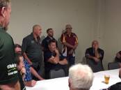 Group Three chairman Wayne Bridge speaks to club officials and coaches at a meeting held after the Season Launch at the Wingham Services Club. 