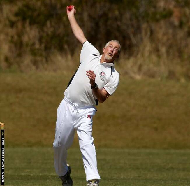 Warren McWilliams bowling in a veterans game this season. He's off to New Zealand in February with the Australian over 70s side.