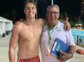 An elated Joel Fleming after his win in the 17 years 50 metre freestyle final at the Australian Age Championships on the Gold Coast.