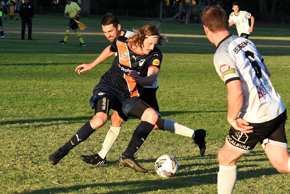 Southern United's Bayden Schumann in action during the recent clash with Bellingen. The Ospreys will host Coffs United at Boronia on Saturday.