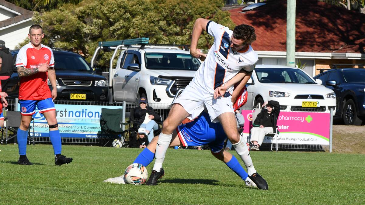 Southern United's Brock Gutherson vies for possession during the Newcastle Zone 2 semi-final played at Forster last year.