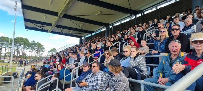 A section of the crowd that turned out at the Jack Neal Oval for the University Shield quarter final between Great Lakes College and Murrumbidgee. 