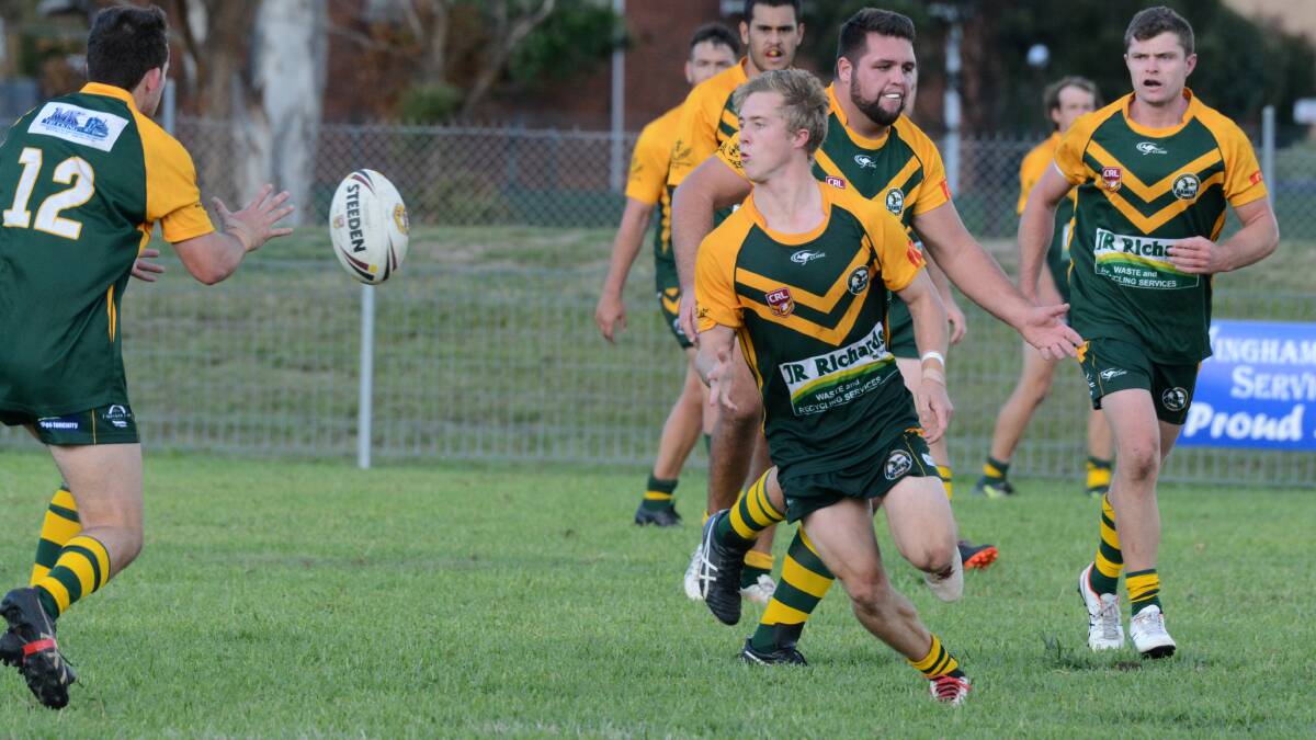 Hawks; hooker Riley Glover works a play in the recent match against Taree City. Forster plays Port Macquarie at Port on Saturday.
