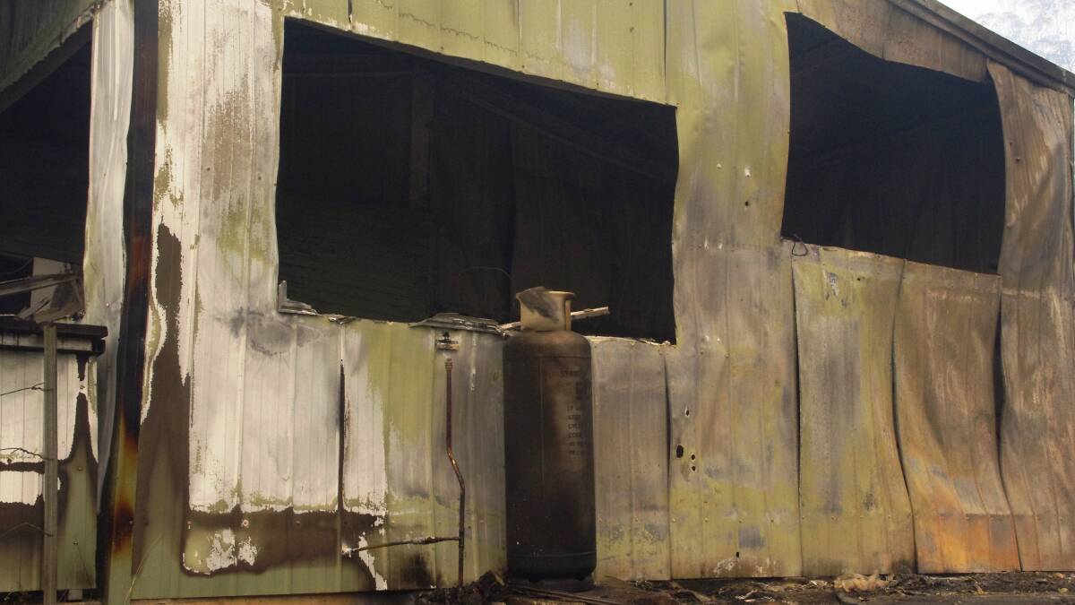 One of Manning Rifle Club's storage sheds that was extensively damaged in the blaze.