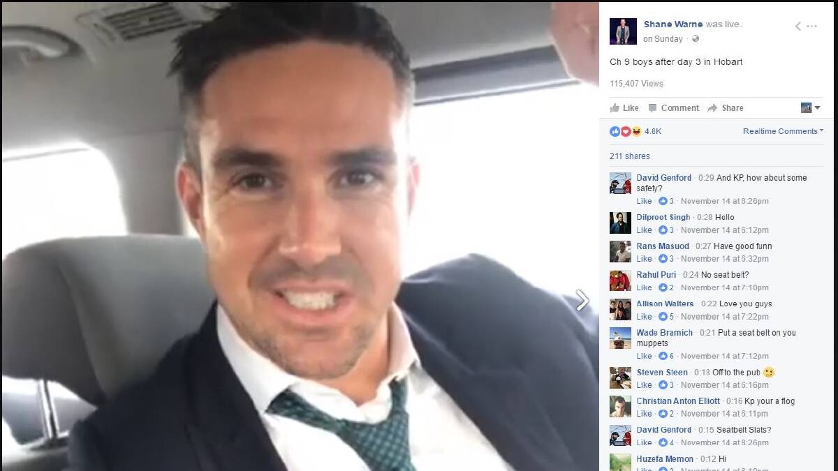 Kevin Pietersen in Shane Warne's video. Picture: Facebook