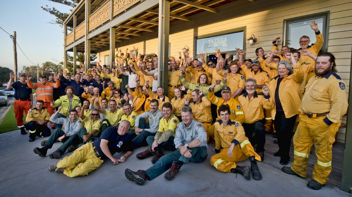 One big family: Firefighters from all emergency agencies are thanked with a huge night out at the Tathra Hotel, April 2018. Photo: Katrina Walsh