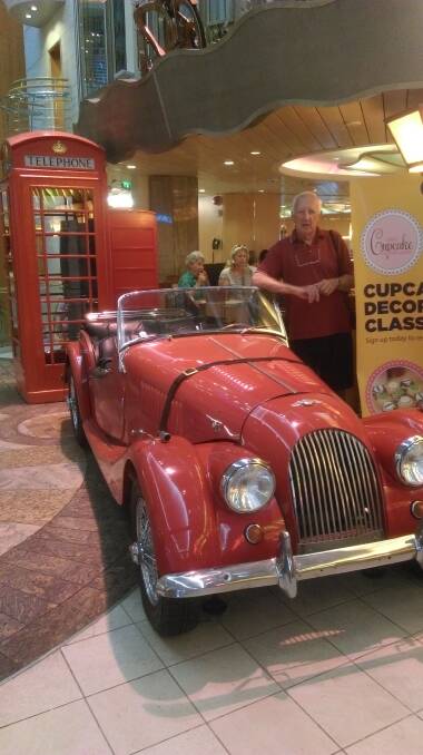 Great Lakes Historic Car Club member Brian Payne with a Morgan he found on a cruise ship.