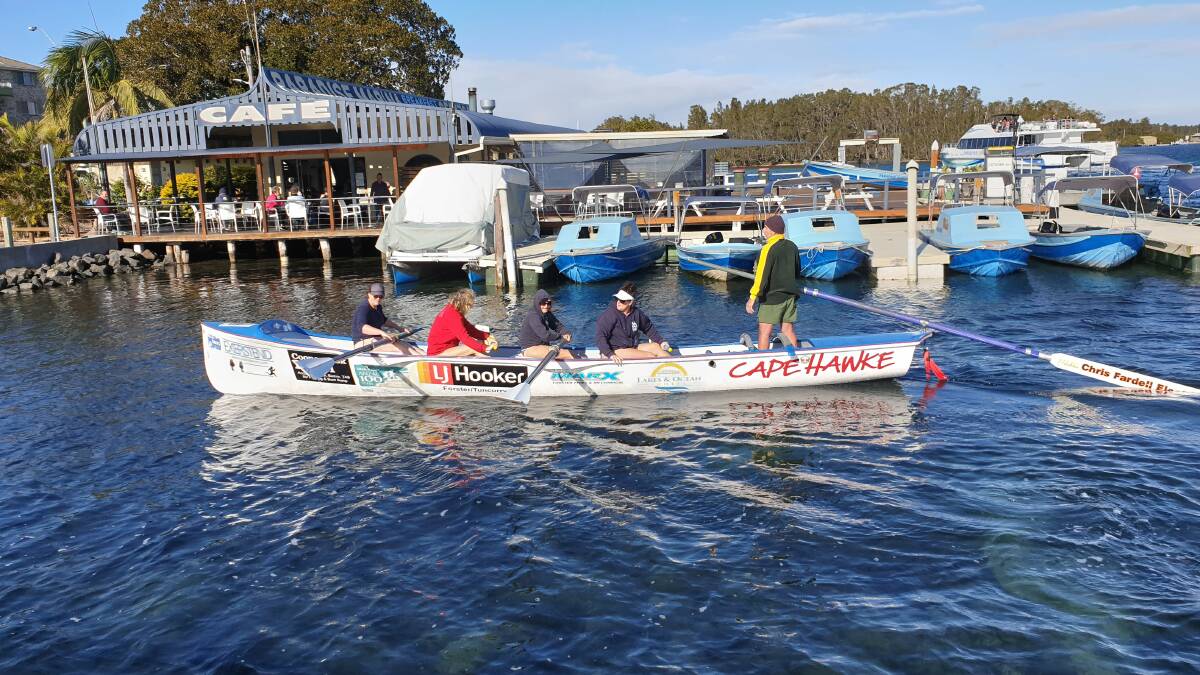 Cape Hawke Surf Club's Pearls on the lake on a chilly Saturday. The rowing team will be on the lake most Saturdays and invite women to come and try.