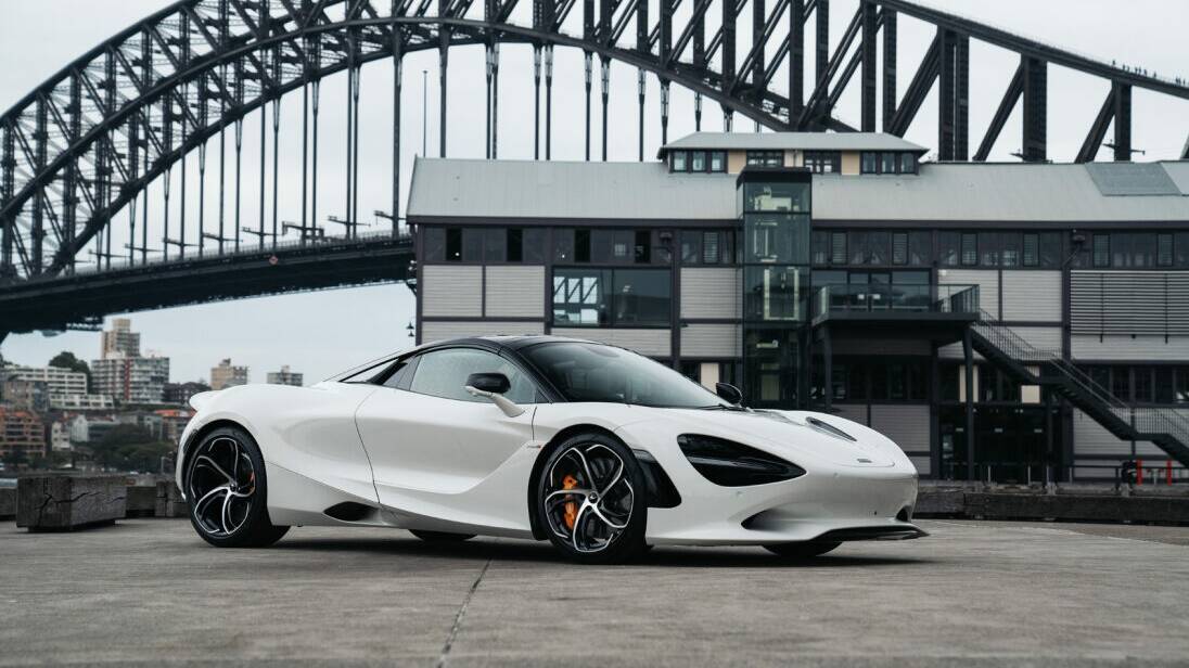 New McLaren 750S pictured at Bangarra Wharf in front of the Sydney Harbour Bridge. Picture supplied.