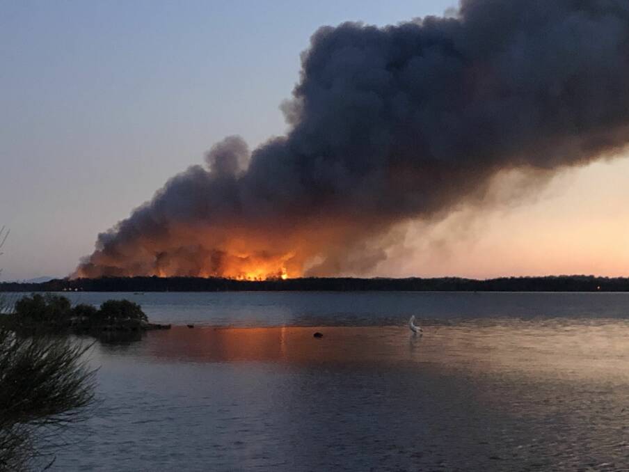 The Big Island fire in Wallis Lake in late August.