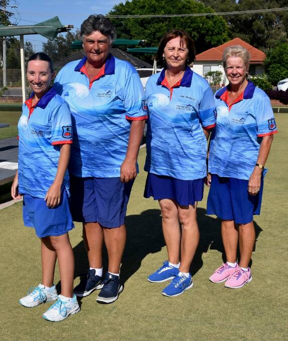 2020 and 2021 Lower North Coast District open fours winners, Sarah Boddington (skip), Pam Coleman, Julie Middleton and Vicki Rayner.