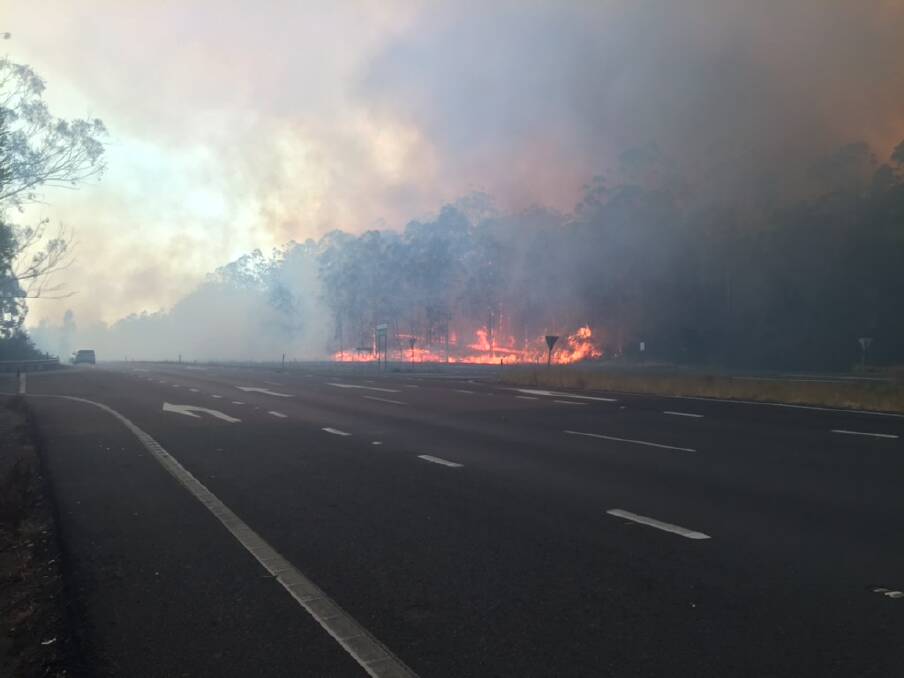 The Hillville fire forced the closure of the Pacific Highway.