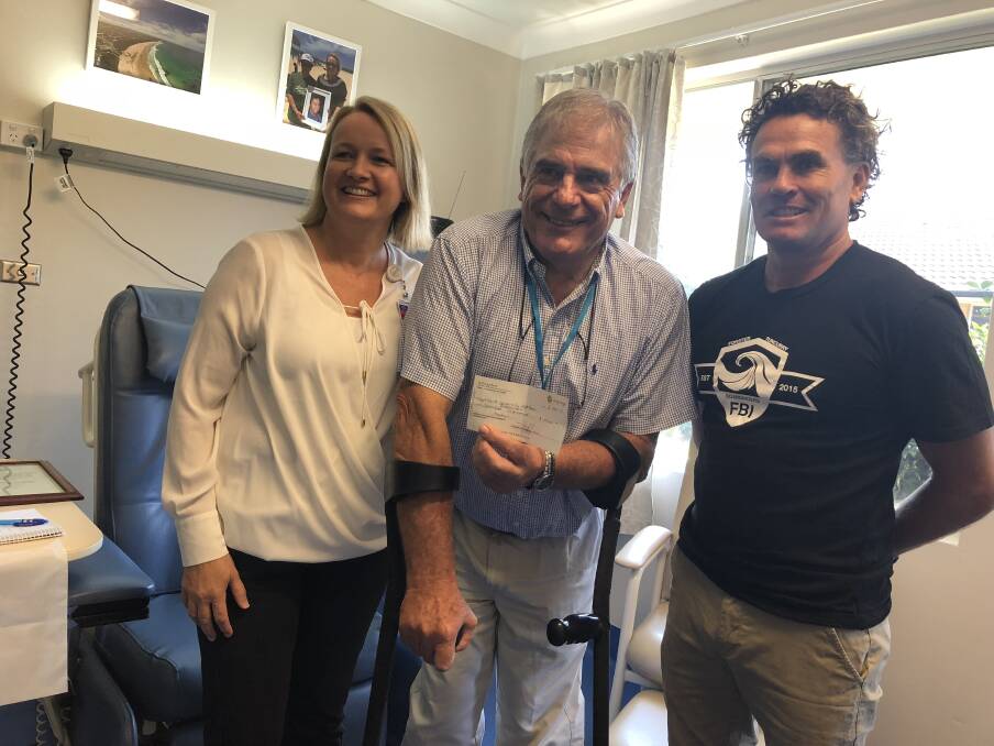 Forster Private Hospital CEO, Deanne Portelli, Cape Hawke Community Hospital and Health Association chairman, Roger Lynch and Forster Tuncurry Boardriders Inc club president, Darren McDonagh.