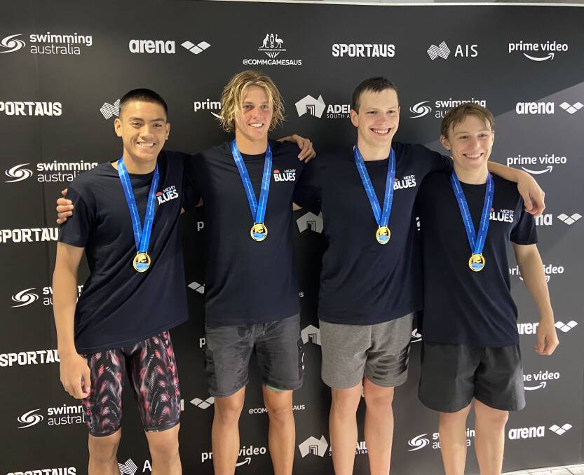 Joel Fleming earlier this year was a team-member of of the gold medal winning Australian State age swimming held at the Adelaide Aquatic Centre.