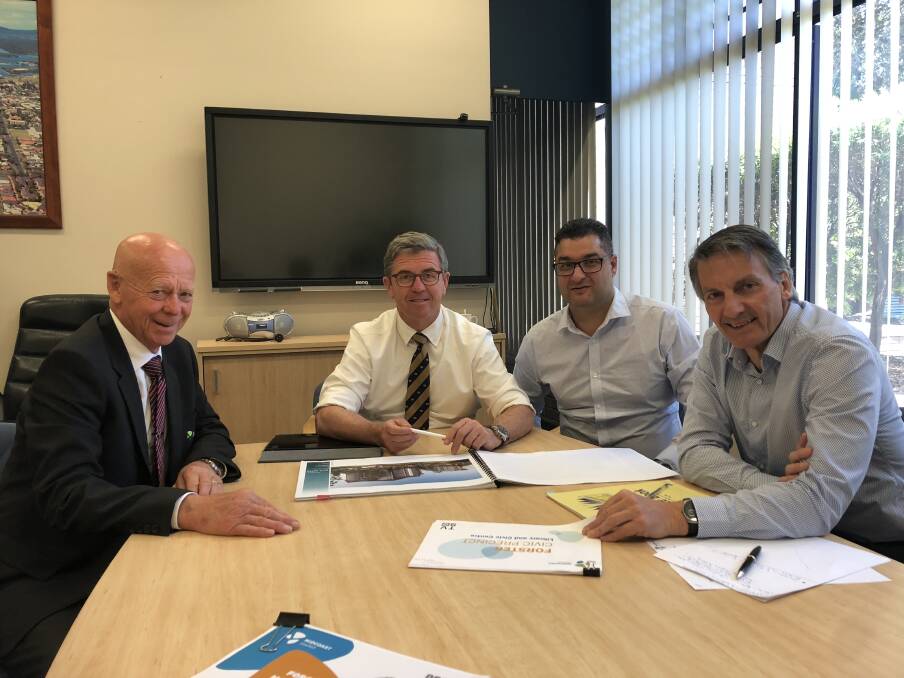 MidCoast Council Mayor Cr David West, Local Federal MP Dr David Gillespie, MidCoast Council General Manager Adrian Panuccio and Council’s Director Corporate & Business Systems Steve Embry