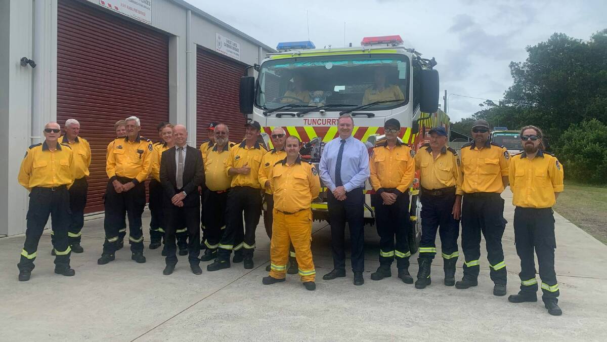 Tuncurry RFS members, pictured with mayor David West and local member, Stephen Bromhead, would be one of the many entities to benefit from the sites.