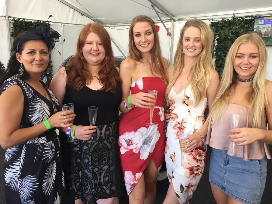 Forster fillies enjoying a day at the 2017 races, Shirin Allen, Molly Stewart, Holly Bennett, Abby Whittaker and Elle Fisher.