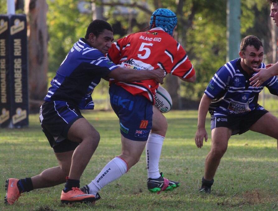 Wallambas flankers Wally Yegiora and vice captain Daniel Hessing defending strong Photo courtesy MG Photography 