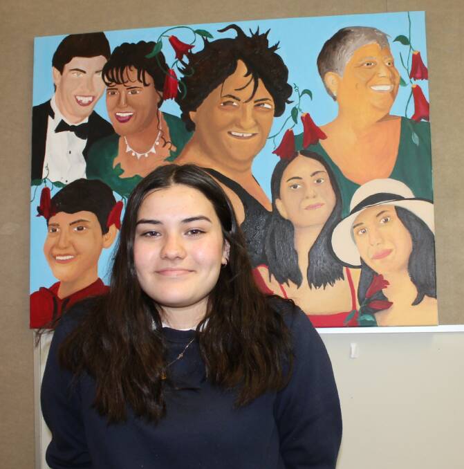  Annabella Whyman received a highly commended for Mi Familia, a joyful family depiction, in the inaugural Galleries in the Gardens student art award.