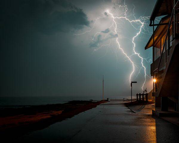 Lightning strikes over Black Head earlier this week, taken by Diamond Beach photographer, Martin Von Stoll.