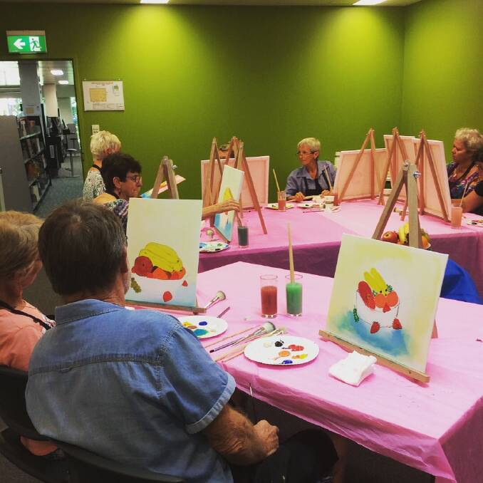 This group of senagers participated in the great night art painting workshop at Taree library as part of this year's Seniors Festival.