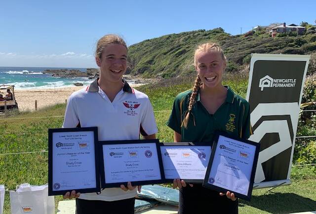 Junior Lifesaver of the Year for Surf Life Saving Lower North Coast (LNC) branch, Brady Cross, Black Head and Olivia Williams, Forster.