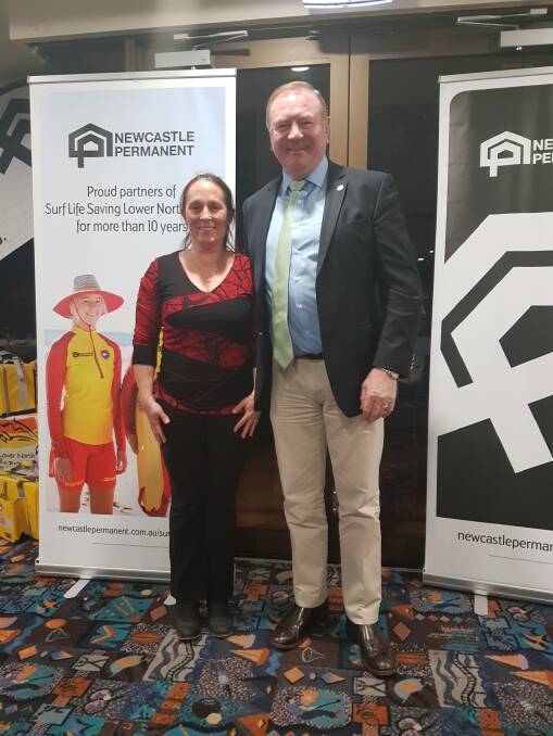 Member for Myall Lakes Steven Bromhead with Volunteer of the Year Beth Lee from
Forster SLSC.