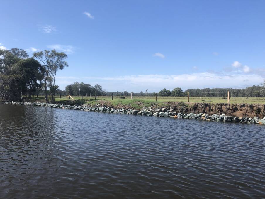 The Wallamba River project will involve an innovative new method of riverbank stabilisation using reclaimed oyster shells from Wallis Lake. Photo MidCoast Council.
