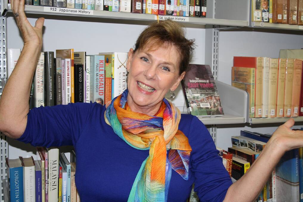 Gaye volunteers at the Forster library.