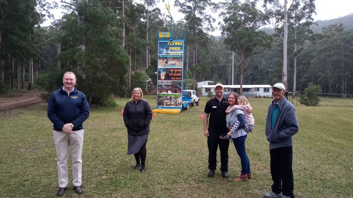 Stephen Bromhead visiting the Delhuntie Park Youth with NSW Mental Health Minister Bronnie Taylor Rob and Kim Kent and daughter and founder Elwyn Scale. 