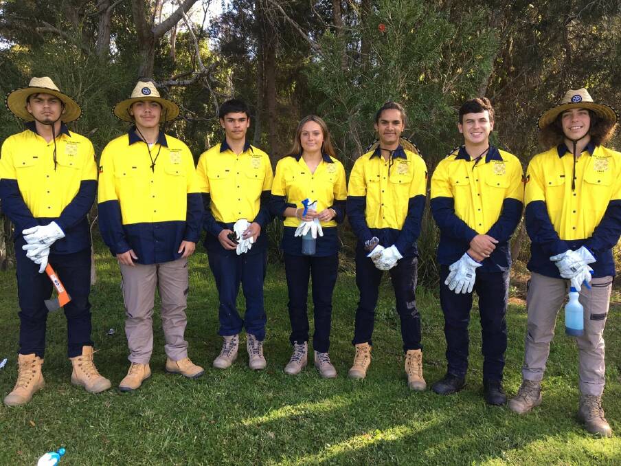 The 10 students who are are undertaking a Certificate II in Conservation and Ecosystem Management, Elijah lawler, Cody McDonald, Taye Cochrane, Tiarna Harrington, Serge Morcome, Jaxon Mawson and Druzai Mears.