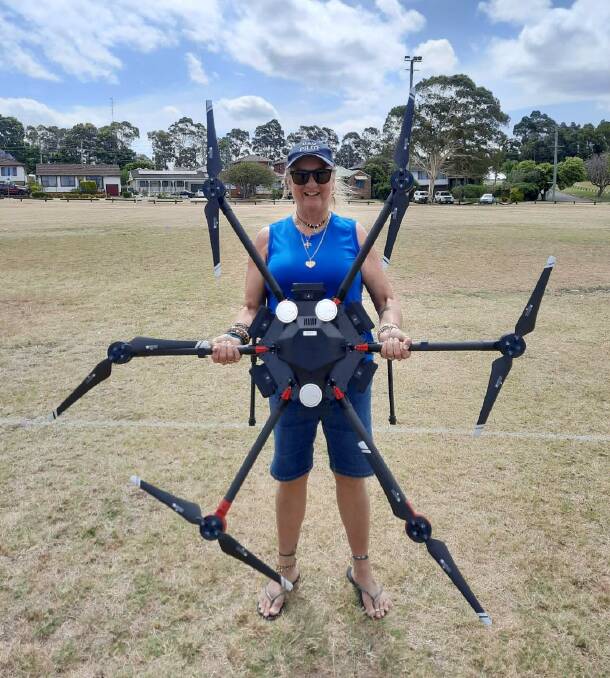 Newly elected Black Head SLSC president, Suz Gerrish also is a UAV (drone) trainer and pilot. Picture supplied.