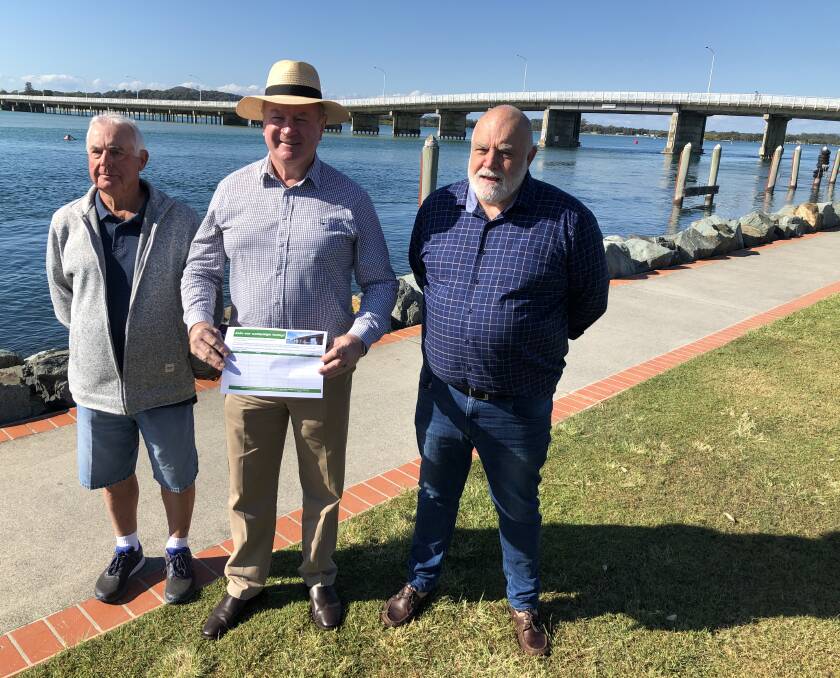 Steve Surguy, Stephen Bromhead and Rob Jeffress are keen to seen much needed improvements to a crossing between Forster and Tuncurry.