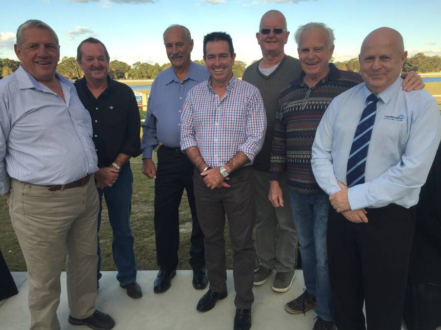 Tuncurry-Forster Jockey Club president, Garry McQuillan, Michael Anderson, Garry Chalmers, Minister for Racing, Paul Toole, Chris Turner, Adrian Wood and Terry Green.