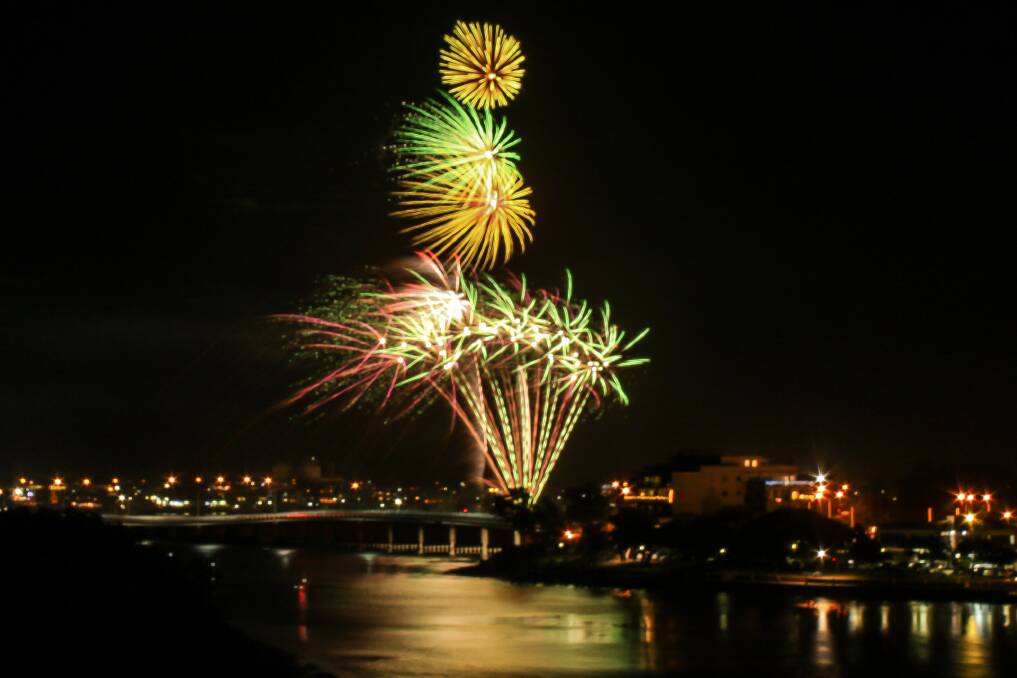 Forster Tuncurry celebrates the new year with a bang over Wallis Lake.