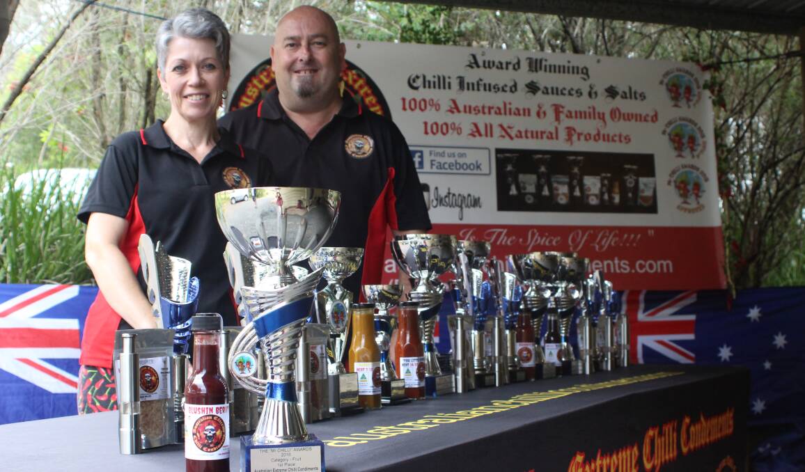Blusin Berry: Rachel and Rob Dunn's new range of fruit-based chilli condiments takes first prize at the recent "Mr Chilli" Awards in the category - fruit. Picture: Anne Keen