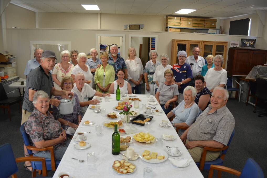 Members of the Fellowship of First Fleeters enjoy morning tea presented by volunteers from the Gloucester Museum. 
