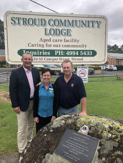 Michael Johnsen with Paula Tolhurst and Rod Williams from Stroud Community Lodge. Photo supplied.