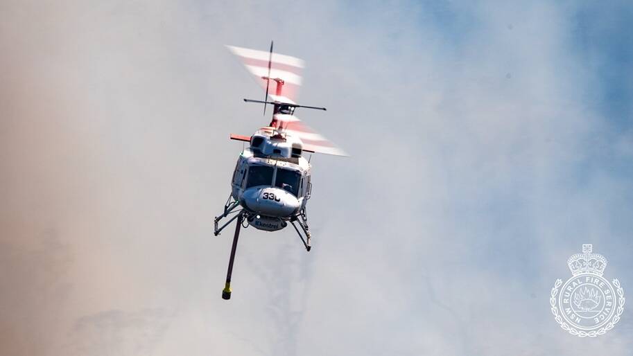 Water bombing helicopter. Photo courtesy of NSW Rural Fire Service.