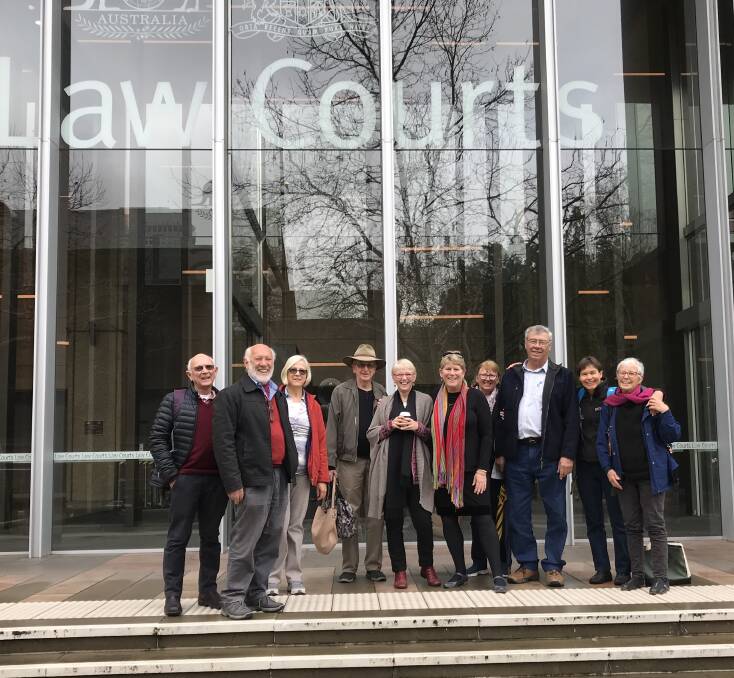 Groundswell Gloucester members at the Sydney courthouse during the proceeding in August 2018.