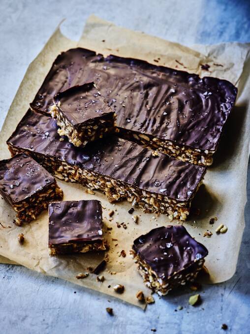 Chocolate almond slice. Picture: Supplied