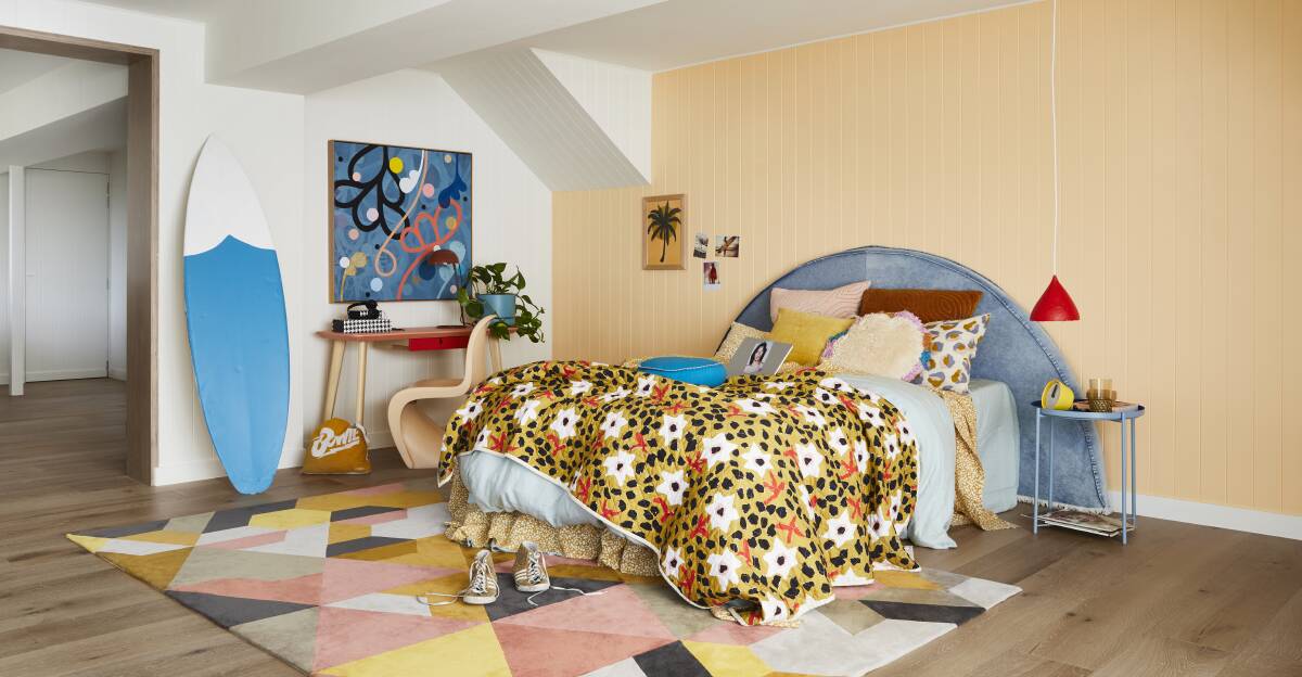 AFTER: Loud colours are introduced in smaller accents, mismatched bedding aligns with the current trend, and clashing prints create an inviting space any teen would be proud to crash in. 