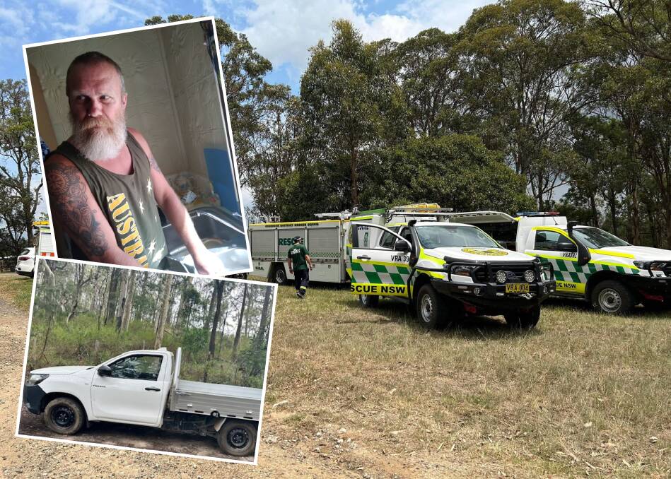 A major search is under way for Craig Wheatley, 48, after his ute was found abandoned in the Watagan State Forest. Pictures supplied by NSW Police, Cessnock VRA