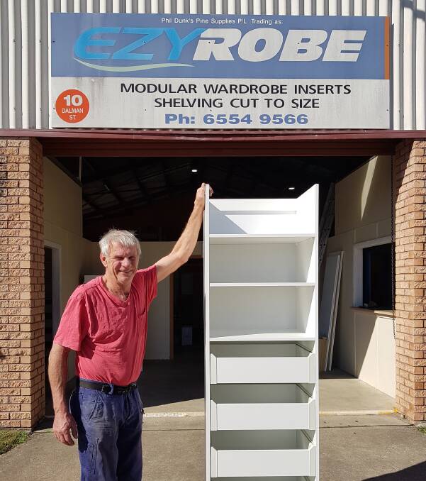 What customers want: Phil Dunk of Ezyrobe with one of the high quality, modular wardrobe inserts manufactured by, and available from, the Forster based business.